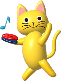 カスタネットを叩く猫のイラスト