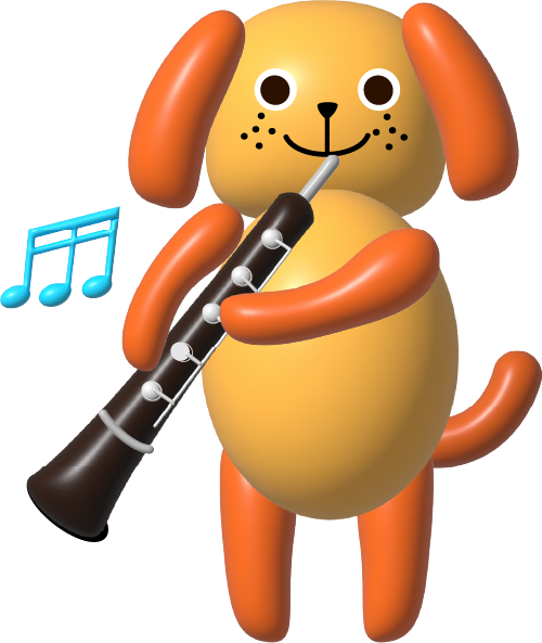 楽器を演奏する犬のイラスト